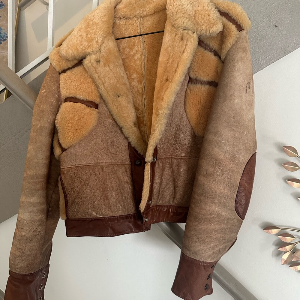 Vintage 70s Shetland Bay Wools Leather Jacket - Tan and Brown